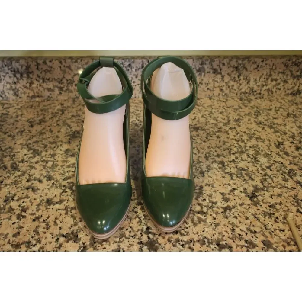 nwob Kate Spade SATURDAY Python Leather green Kitten Heels w SIZE 10 (taco900